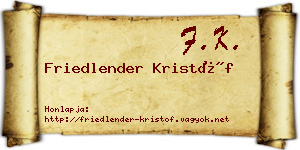 Friedlender Kristóf névjegykártya